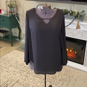 Gray Torrid Tunic Blouse Keyhole Top 1 XL 1X